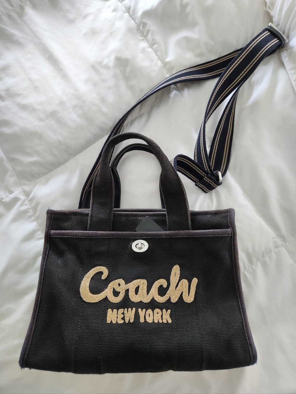 Coach Black Canvas Cargo Tote 26